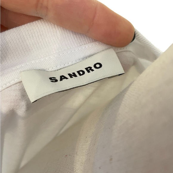 SANDRO Organic Cotton Scarf T-Shirt - Picture 11 of 16